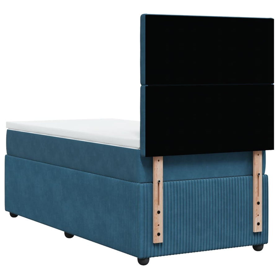 Boxspring met matras fluweel donkerblauw 90x200 cm