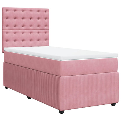 Boxspring met matras fluweel roze 90x200 cm