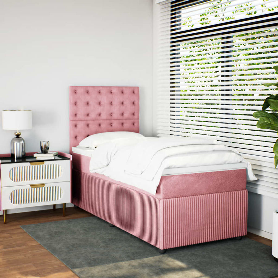 Boxspring met matras fluweel roze 90x200 cm