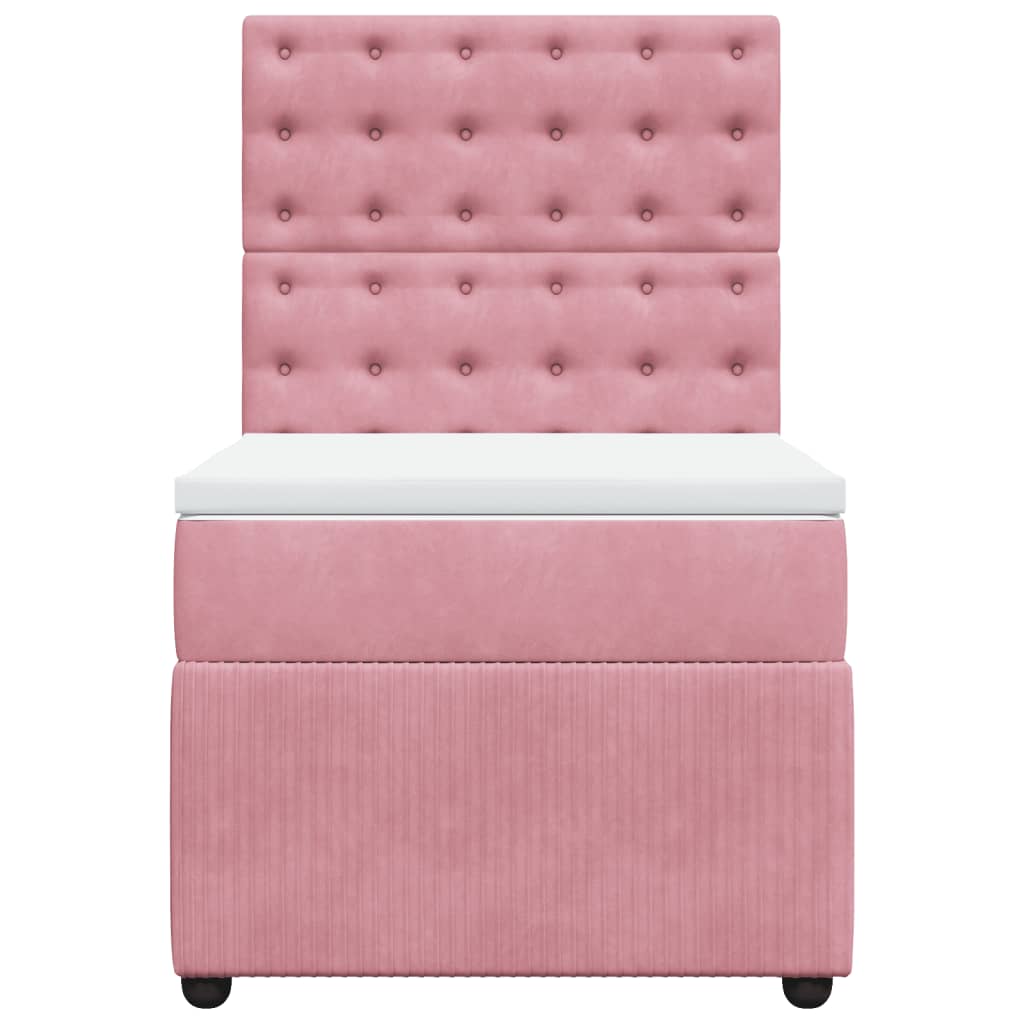 Boxspring met matras fluweel roze 90x200 cm