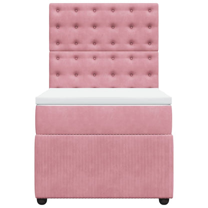 Boxspring met matras fluweel roze 90x200 cm