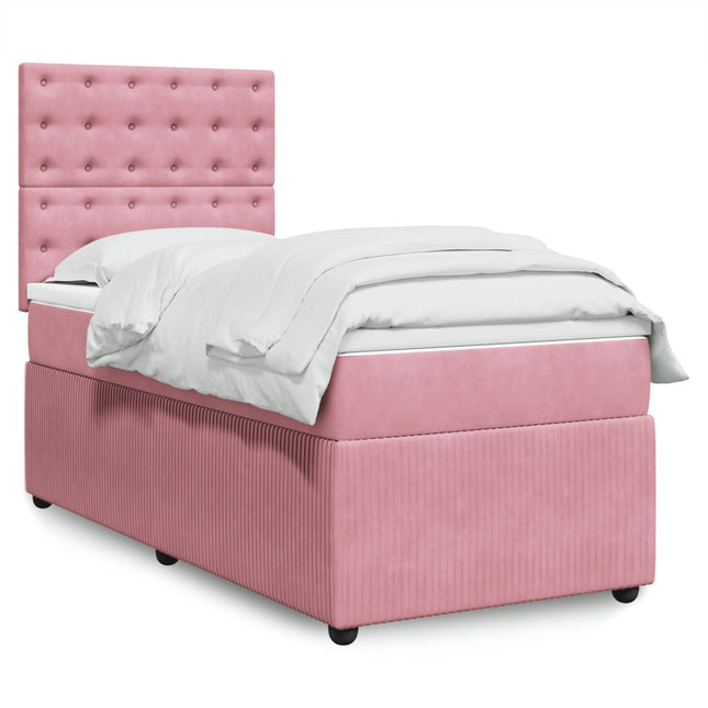 Boxspring met matras fluweel roze 90x200 cm