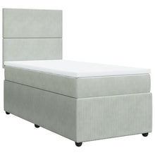 Boxspring met matras fluweel lichtgrijs 100x200 cm