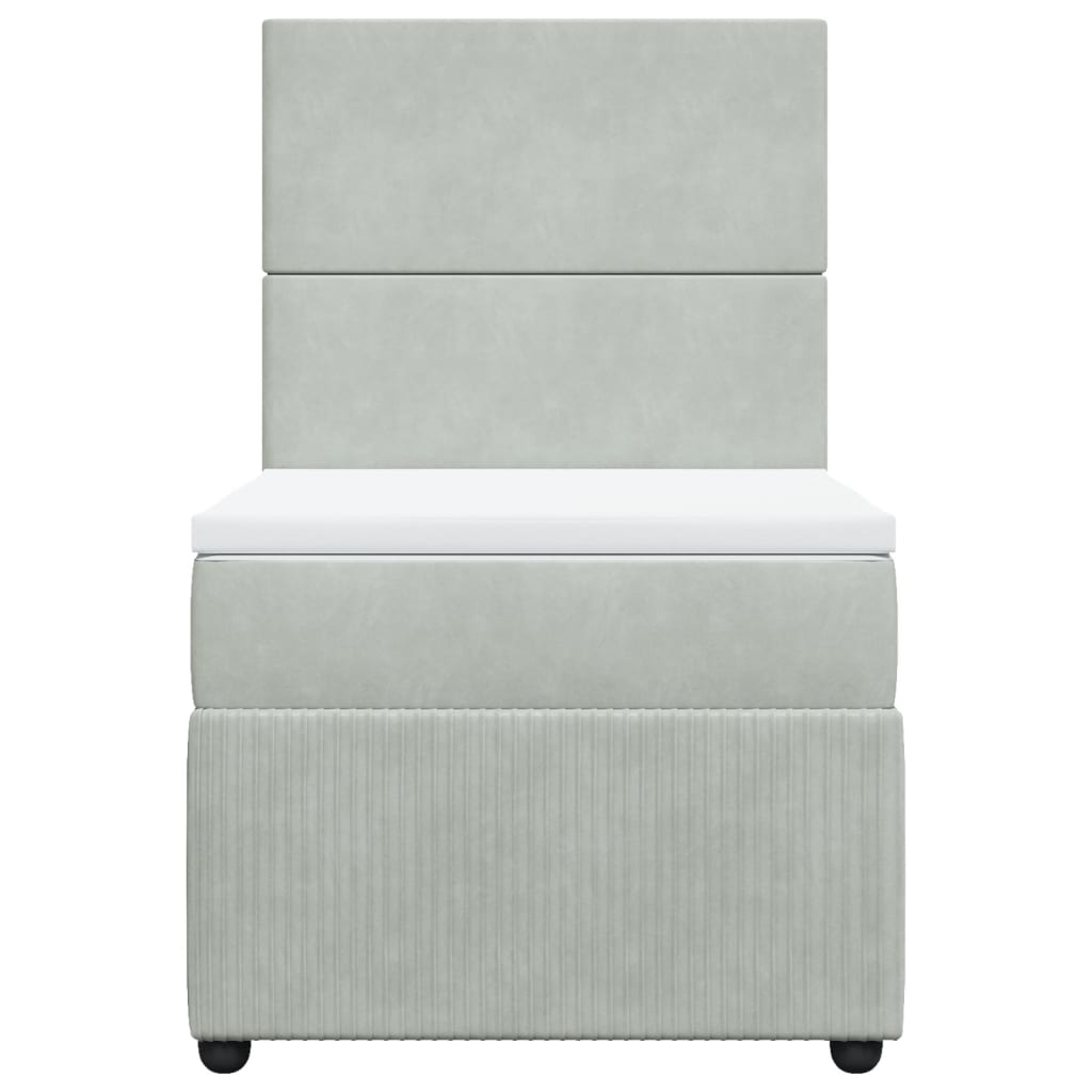 Boxspring met matras fluweel lichtgrijs 100x200 cm