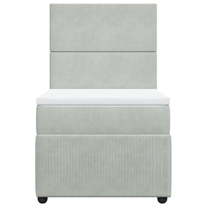 Boxspring met matras fluweel lichtgrijs 100x200 cm