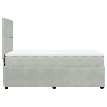 Boxspring met matras fluweel lichtgrijs 100x200 cm
