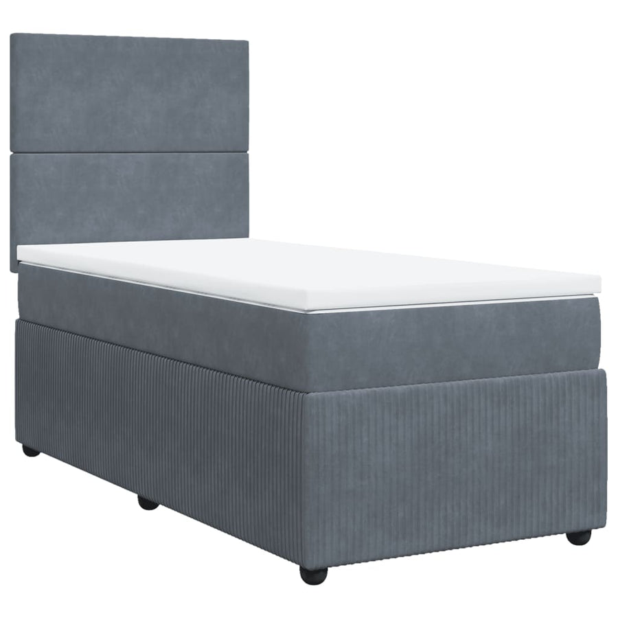 Boxspring met matras fluweel donkergrijs 100x200 cm