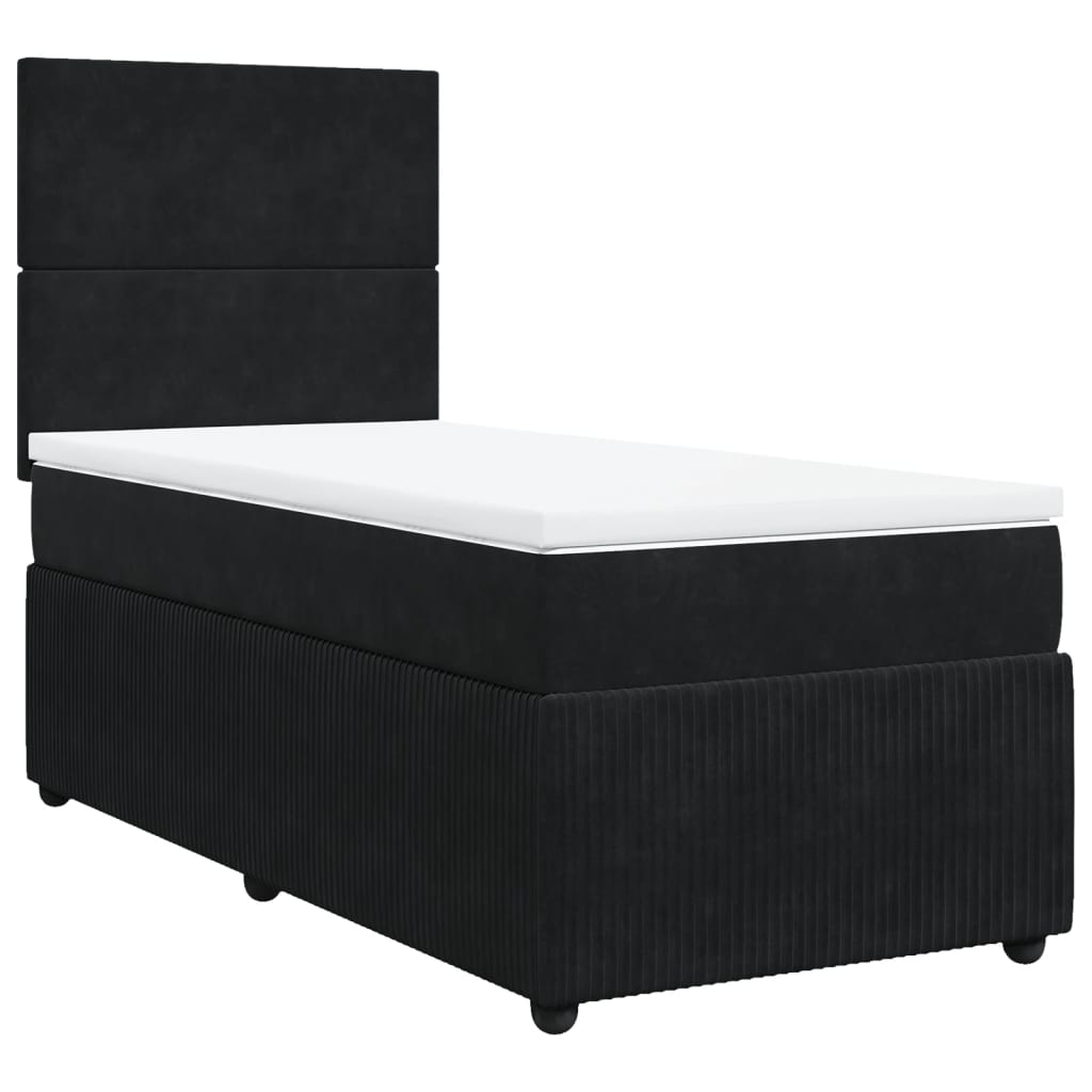 Boxspring met matras fluweel zwart 100x200 cm