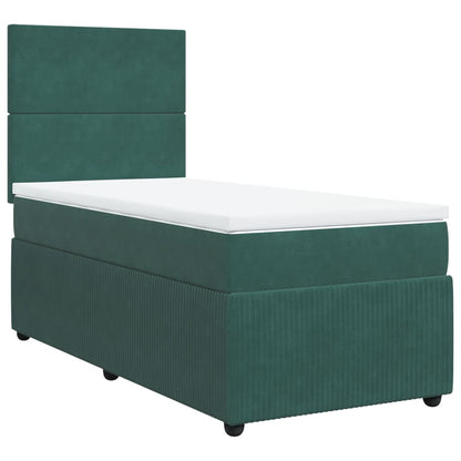 Boxspring met matras fluweel donkergroen 100x200 cm