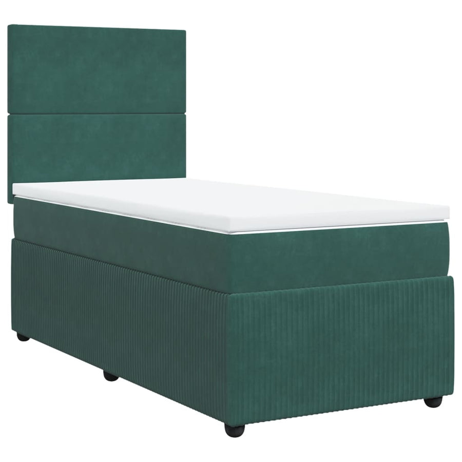 Boxspring met matras fluweel donkergroen 100x200 cm