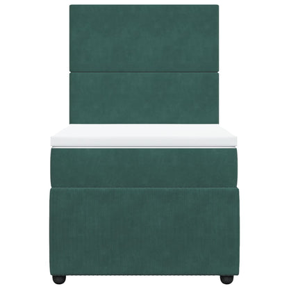 Boxspring met matras fluweel donkergroen 100x200 cm