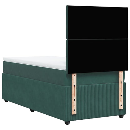 Boxspring met matras fluweel donkergroen 100x200 cm