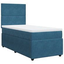 Boxspring met matras fluweel donkerblauw 100x200 cm