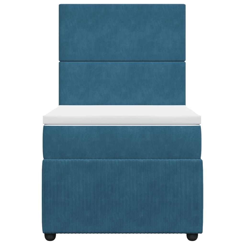Boxspring met matras fluweel donkerblauw 100x200 cm