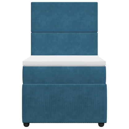 Boxspring met matras fluweel donkerblauw 100x200 cm