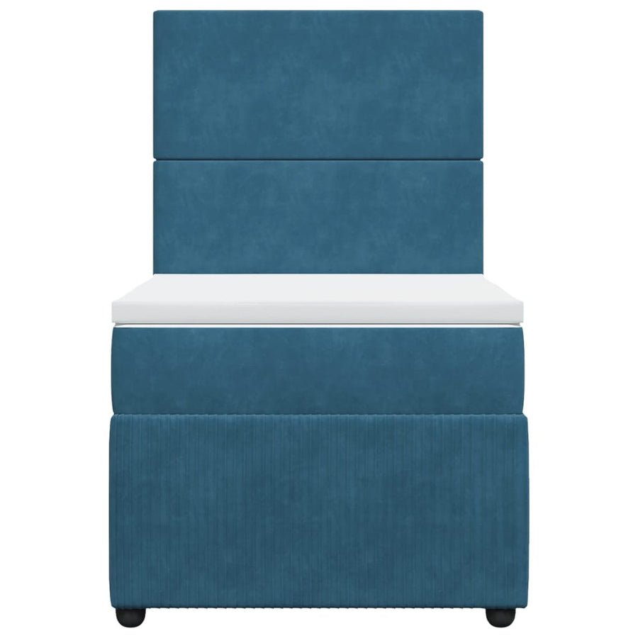 Boxspring met matras fluweel donkerblauw 100x200 cm