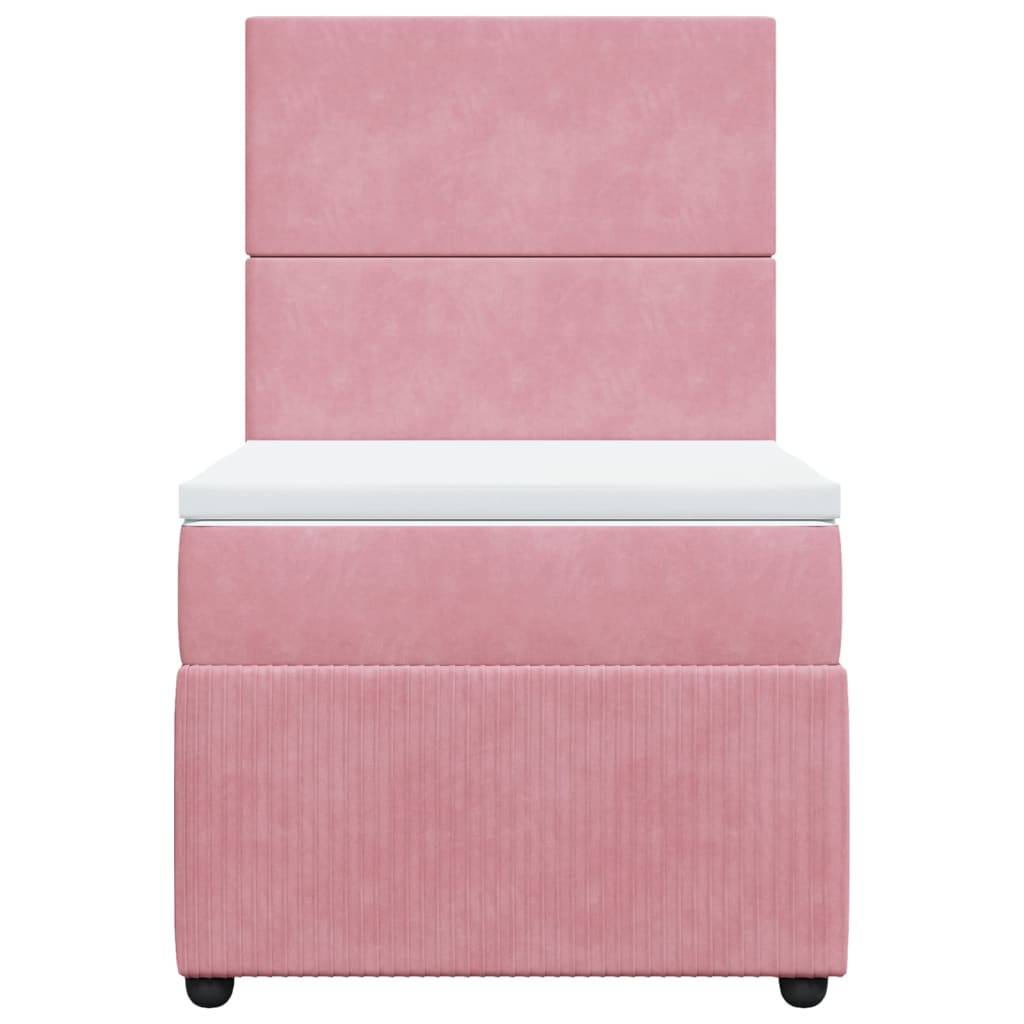 Boxspring met matras fluweel roze 100x200 cm
