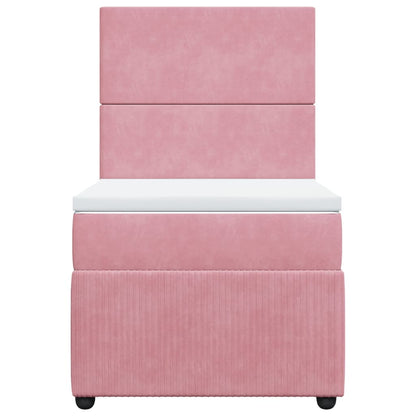 Boxspring met matras fluweel roze 100x200 cm