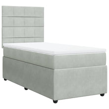 Boxspring met matras fluweel lichtgrijs 100x200 cm