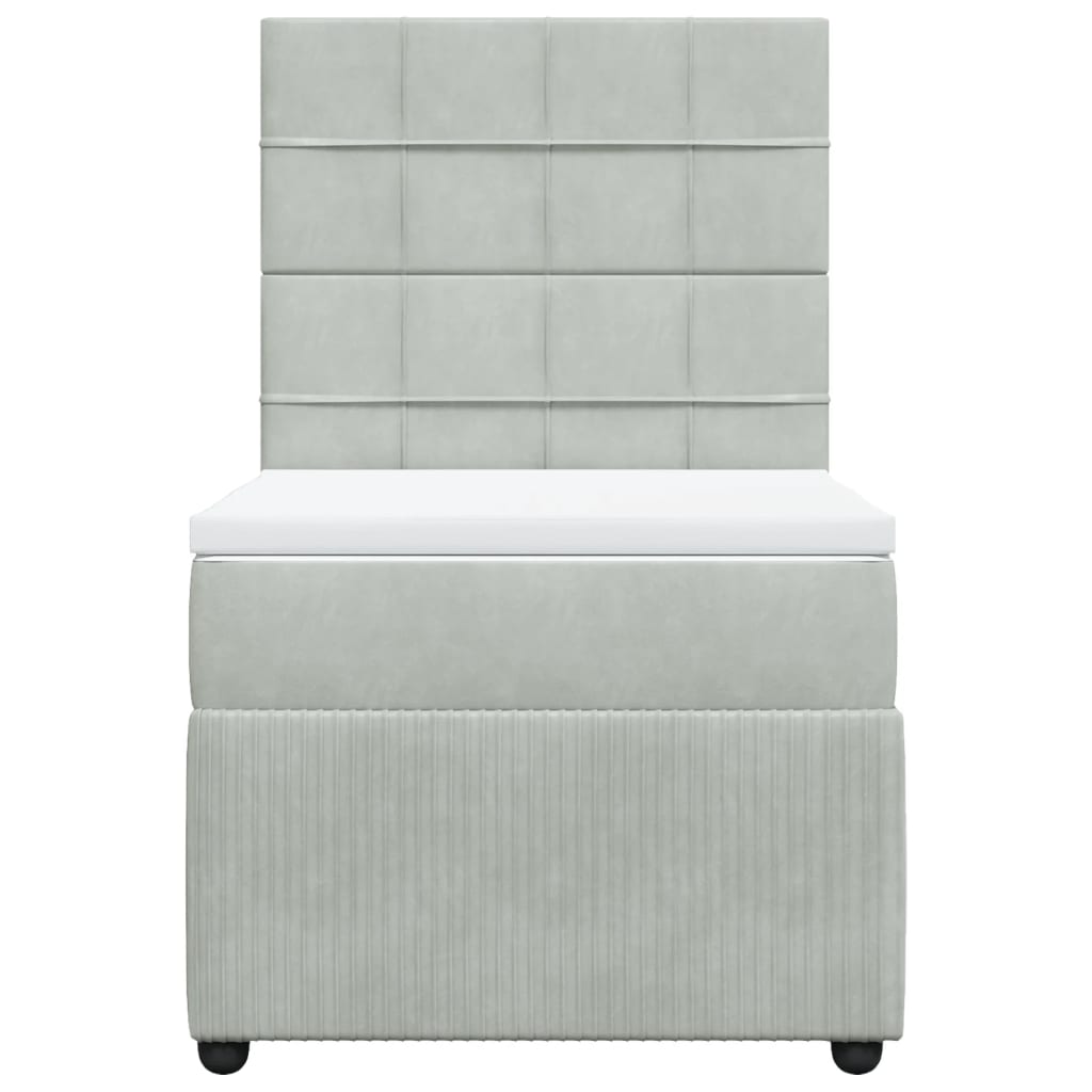 Boxspring met matras fluweel lichtgrijs 100x200 cm