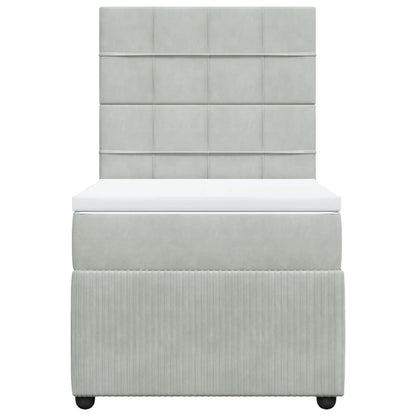 Boxspring met matras fluweel lichtgrijs 100x200 cm