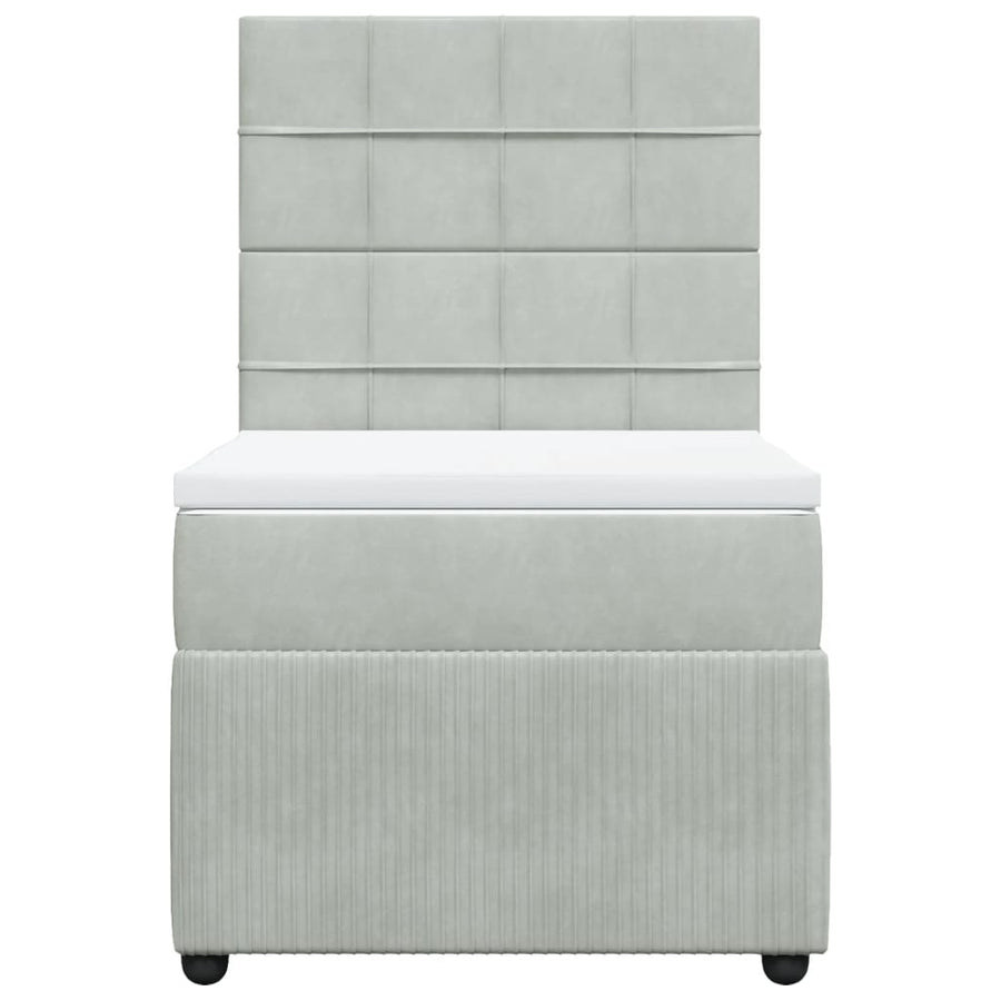 Boxspring met matras fluweel lichtgrijs 100x200 cm