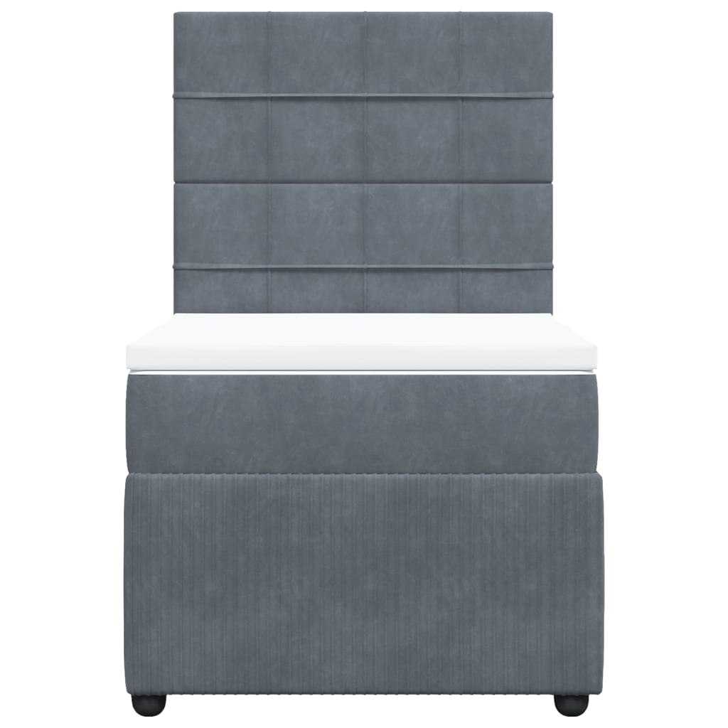 Boxspring met matras fluweel donkergrijs 100x200 cm