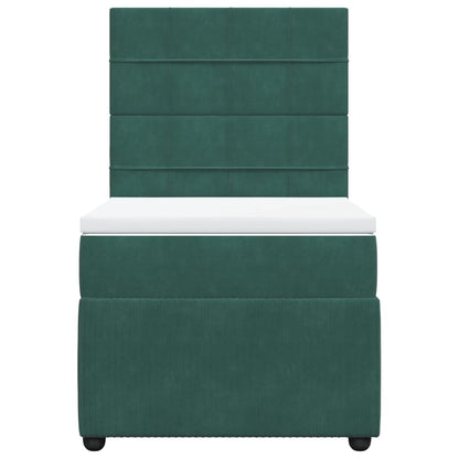 Boxspring met matras fluweel donkergroen 100x200 cm