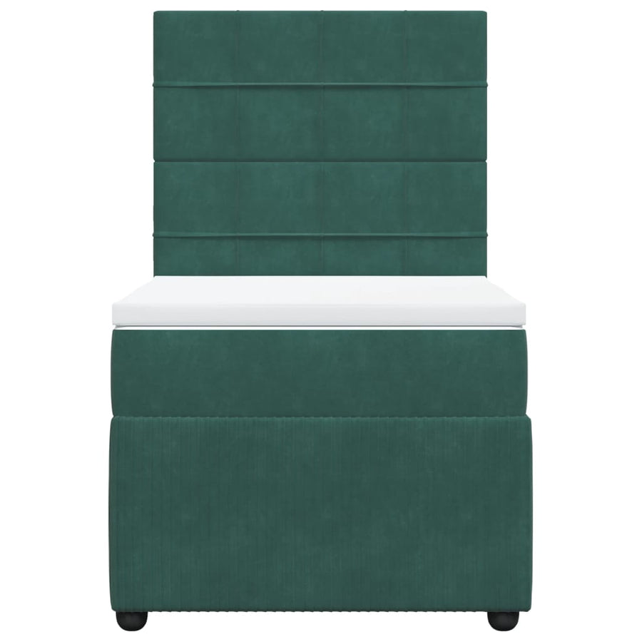 Boxspring met matras fluweel donkergroen 100x200 cm
