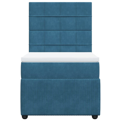 Boxspring met matras fluweel donkerblauw 100x200 cm