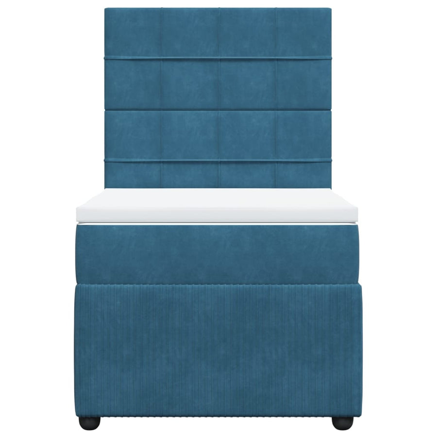 Boxspring met matras fluweel donkerblauw 100x200 cm