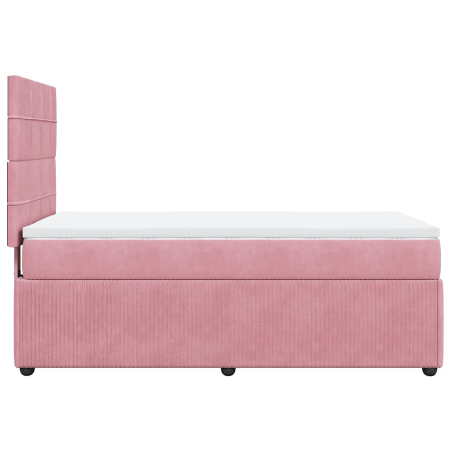 Boxspring met matras fluweel roze 100x200 cm