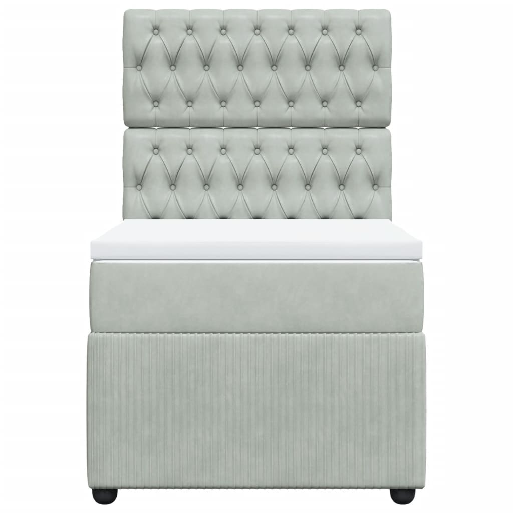 Boxspring met matras fluweel lichtgrijs 100x200 cm
