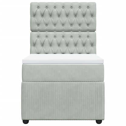 Boxspring met matras fluweel lichtgrijs 100x200 cm
