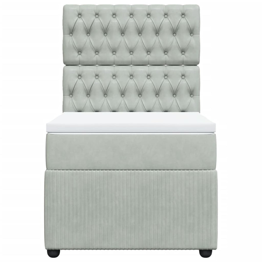 Boxspring met matras fluweel lichtgrijs 100x200 cm