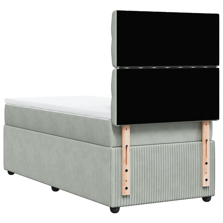 Boxspring met matras fluweel lichtgrijs 100x200 cm