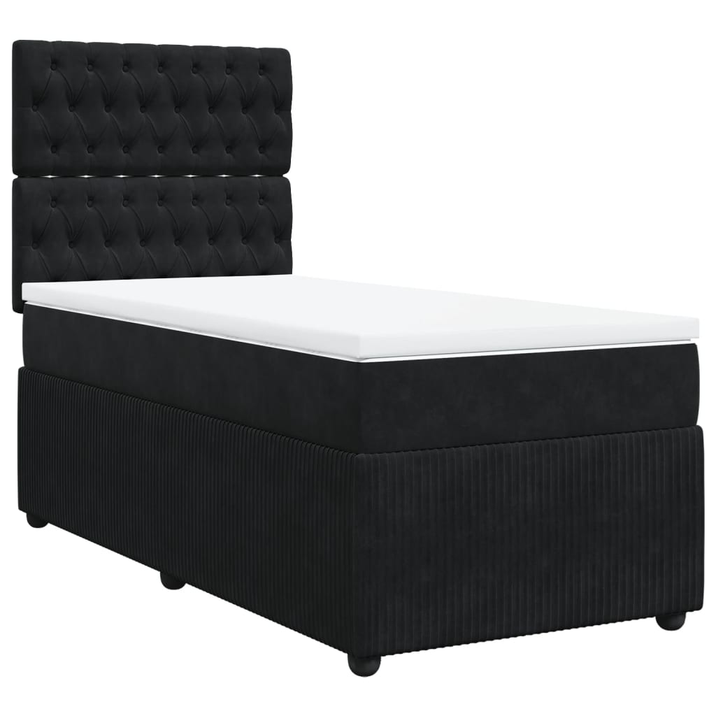 Boxspring met matras fluweel zwart 100x200 cm