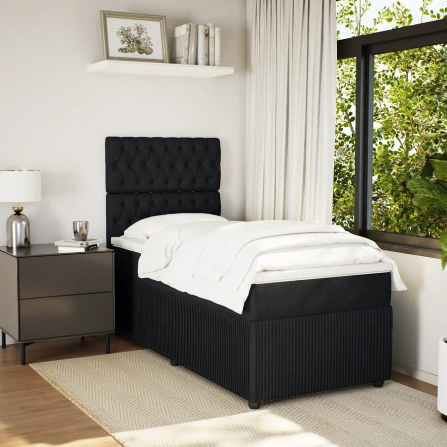 Boxspring met matras fluweel zwart 100x200 cm