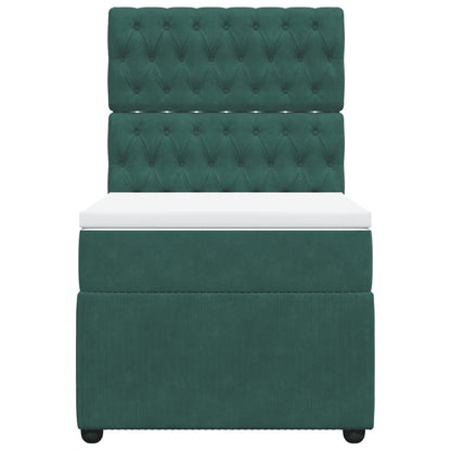 Boxspring met matras fluweel donkergroen 100x200 cm