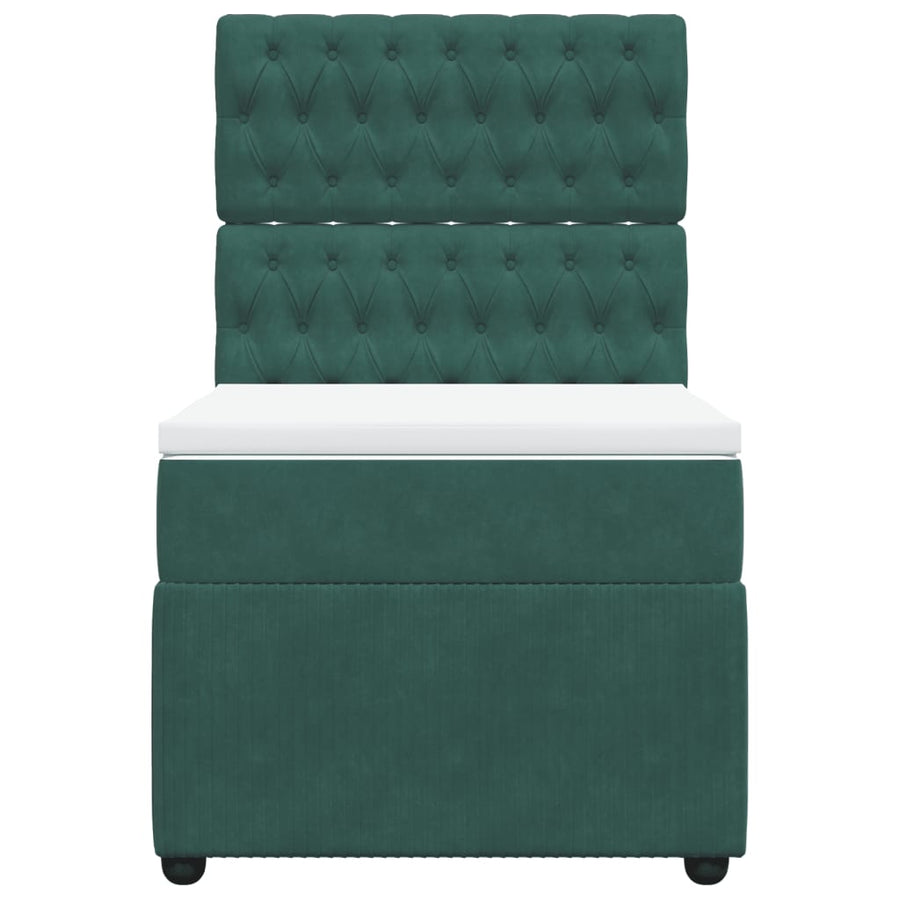 Boxspring met matras fluweel donkergroen 100x200 cm