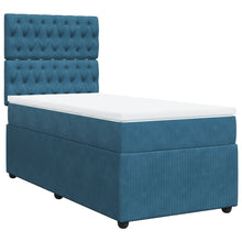 Boxspring met matras fluweel donkerblauw 100x200 cm