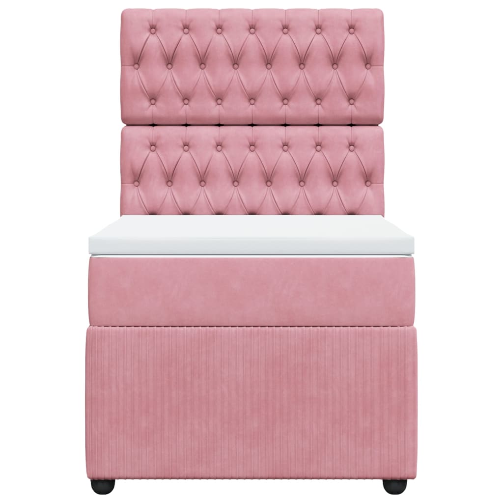 Boxspring met matras fluweel roze 100x200 cm