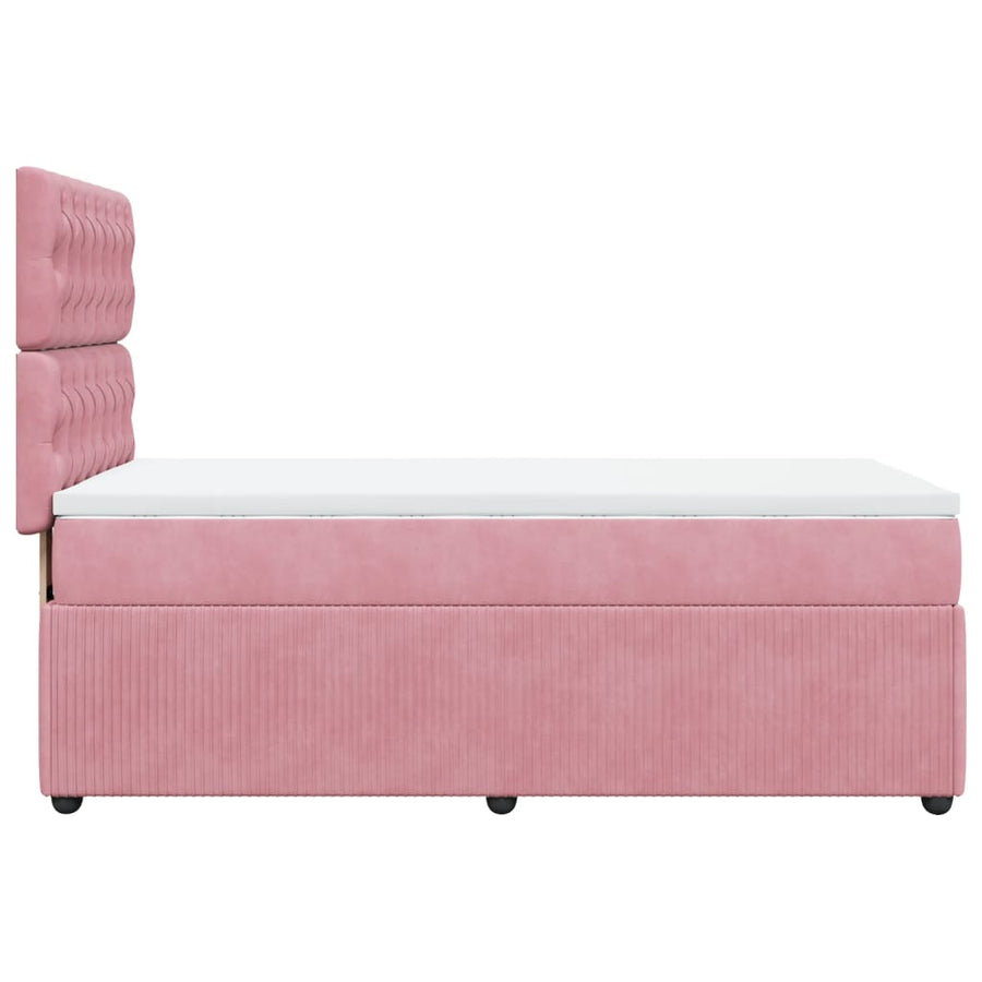 Boxspring met matras fluweel roze 100x200 cm