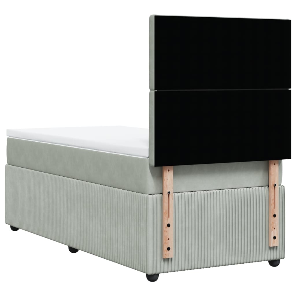 Boxspring met matras fluweel lichtgrijs 100x200 cm