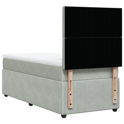 Boxspring met matras fluweel lichtgrijs 100x200 cm