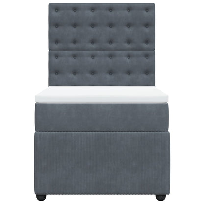 Boxspring met matras fluweel donkergrijs 100x200 cm