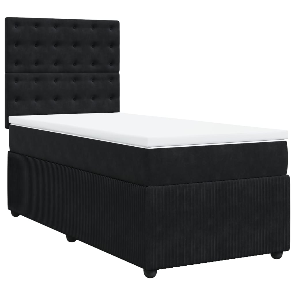 Boxspring met matras fluweel zwart 100x200 cm
