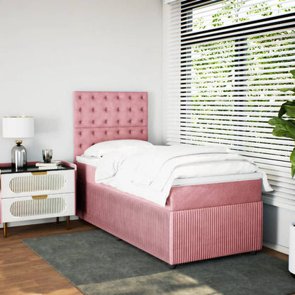 Boxspring met matras fluweel roze 100x200 cm