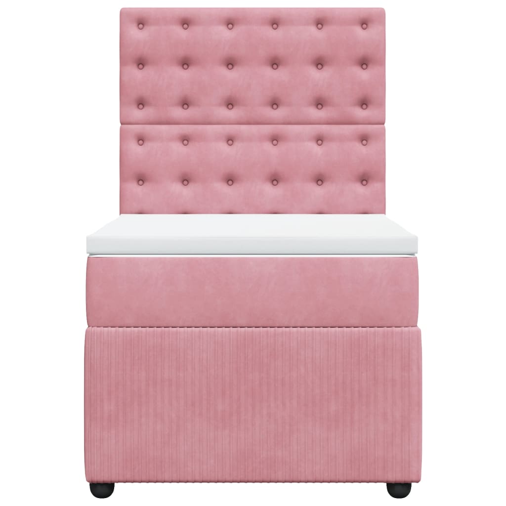 Boxspring met matras fluweel roze 100x200 cm