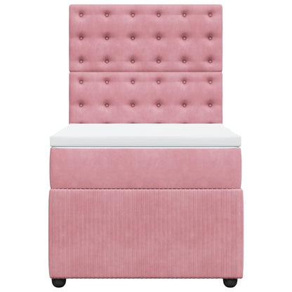 Boxspring met matras fluweel roze 100x200 cm